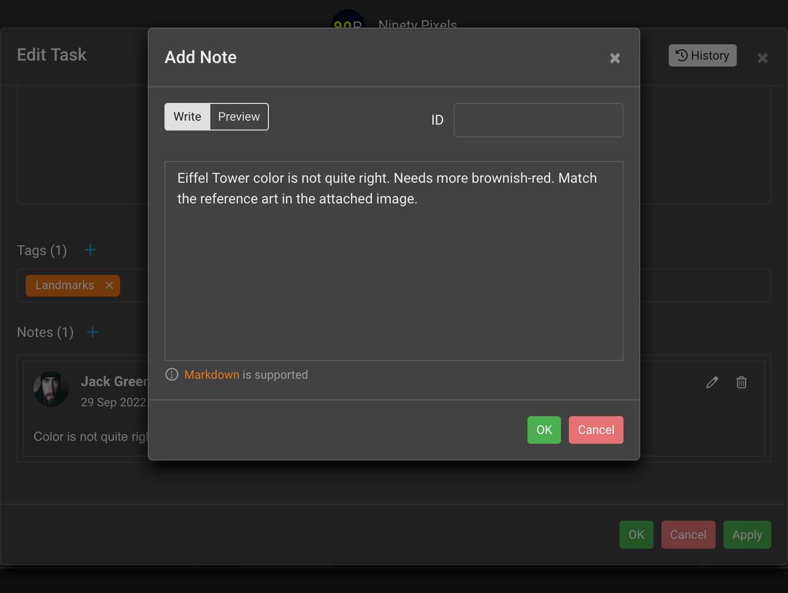 Add Notes to Tasks and Projects
