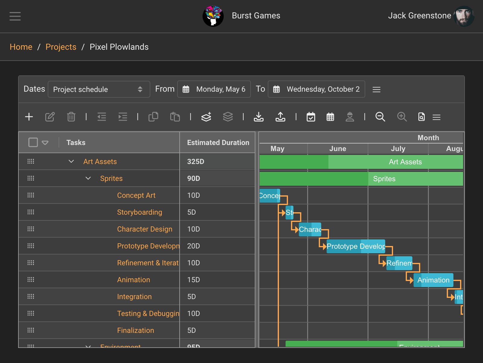 Projectal tracks the progress of your games project